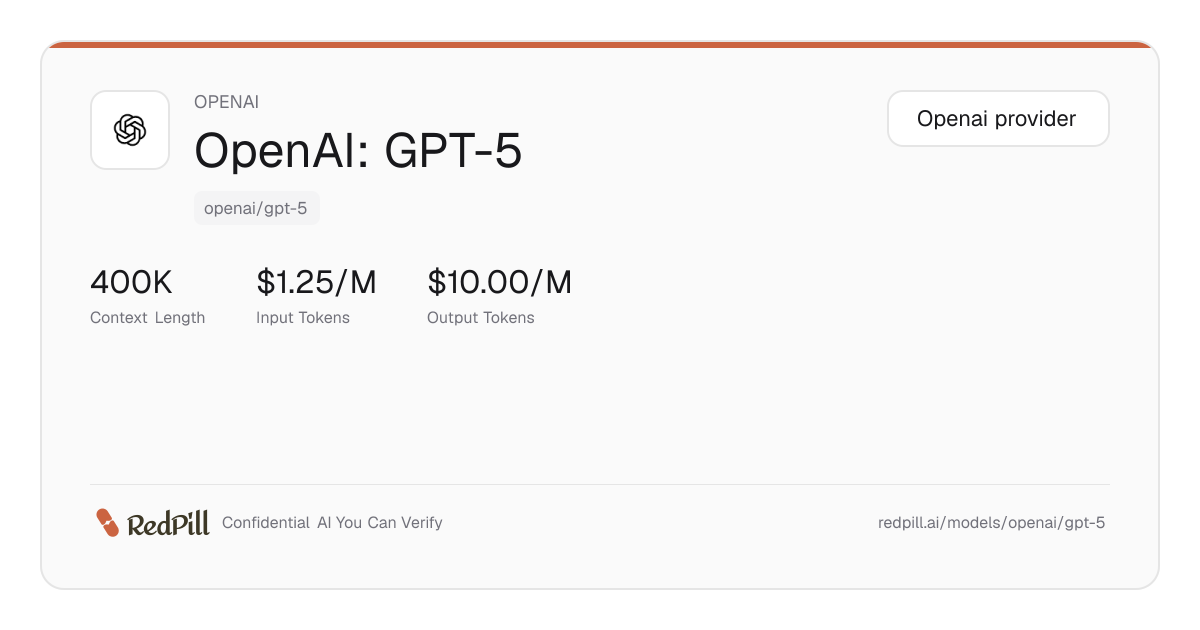 OpenAI: GPT-5 - RedPill | RedPill